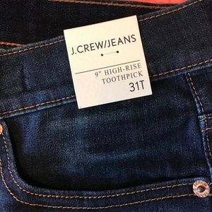 JCrew 9" high-rise stretchy toothpick jean, indigo